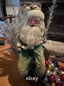 Vintage Harold Gale Green Santa Claus Figure Doll e537