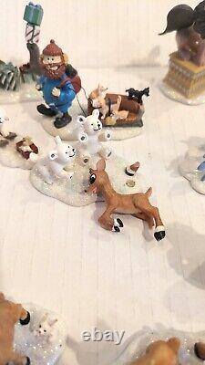 Vintage Hawthorne Village Rudolph The Red Nose Reindeer Bundle Of 26 Figurines