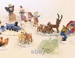 Vintage Hawthorne Village Rudolph The Red Nose Reindeer Bundle Of 26 Figurines