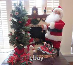 Vintage Holiday Creations Animated Christmas SANTA BY FIREPLACE Music, Lights