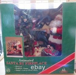 Vintage Holiday Creations Animated Christmas SANTA BY FIREPLACE Music, Lights