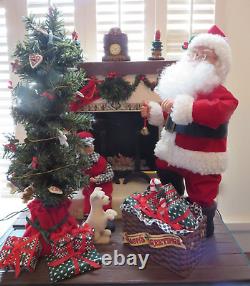 Vintage Holiday Creations Animated Christmas SANTA BY FIREPLACE Music, Lights