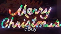 Vintage Holiday Glow Merry Christmas multi-function Lighted Greetings Sign HTF