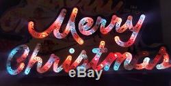 Vintage Holiday Glow Merry Christmas multi-function Lighted Greetings Sign HTF