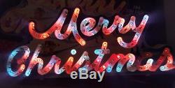 Vintage Holiday Glow Merry Christmas multi- function Lighted Greetings Sign HTF
