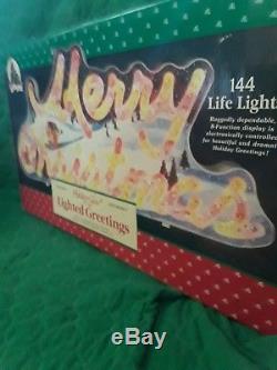 Vintage Holiday Glow Merry Christmas multi- function Lighted Greetings Sign HTF