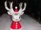 Vintage Holt Howard Christmas Ceramic Gilded Reindeer With Candleholder Antlers