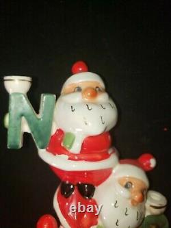 Vintage Holt Howard Stacked Santa Noel Candelabra Christmas Figurines