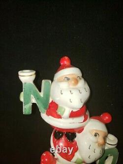 Vintage Holt Howard Stacked Santa Noel Candelabra Christmas Figurines