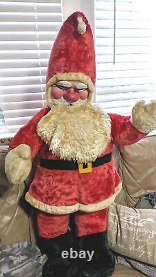 Vintage Huge Stuffed Santa Doll 42 Tall, Rubber Face, Great Condition