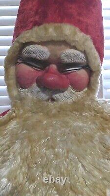 Vintage Huge Stuffed Santa Doll 42 Tall, Rubber Face, Great Condition