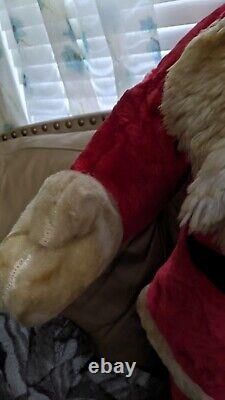 Vintage Huge Stuffed Santa Doll 42 Tall, Rubber Face, Great Condition