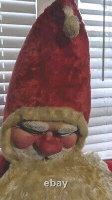 Vintage Huge Stuffed Santa Doll 42 Tall, Rubber Face, Great Condition