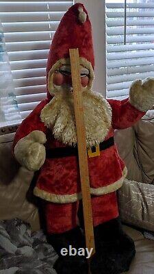 Vintage Huge Stuffed Santa Doll 42 Tall, Rubber Face, Great Condition