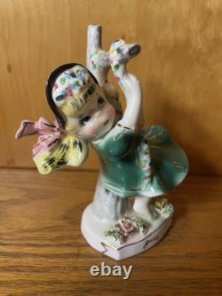 Vintage JUNE Norcrest Girl Figurine F 413 Swing Bonnet Ribbon