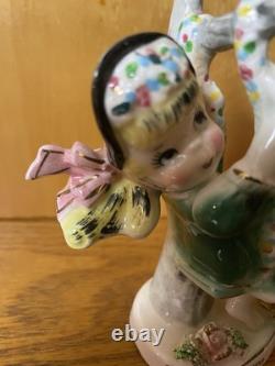 Vintage JUNE Norcrest Girl Figurine F 413 Swing Bonnet Ribbon