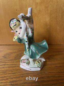 Vintage JUNE Norcrest Girl Figurine F 413 Swing Bonnet Ribbon