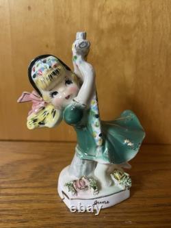 Vintage JUNE Norcrest Girl Figurine F 413 Swing Bonnet Ribbon