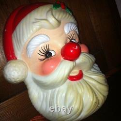 Vintage Jolly Santa HEAD FACE XMAS Musical Nose Wind Up 7 Adorable Cute