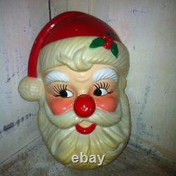 Vintage Jolly Santa HEAD FACE XMAS Musical Nose Wind Up 7 Adorable Cute