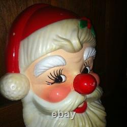 Vintage Jolly Santa HEAD FACE XMAS Musical Nose Wind Up 7 Adorable Cute