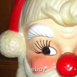 Vintage Jolly Santa HEAD FACE XMAS Musical Nose Wind Up 7 Adorable Cute