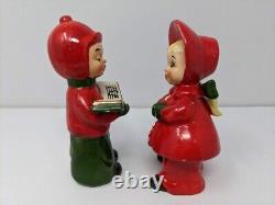 Vintage Josef Originals Ceramic Boy Girl Carolers & Lamp Post Japan Christmas