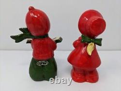 Vintage Josef Originals Ceramic Boy Girl Carolers & Lamp Post Japan Christmas