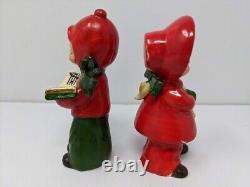 Vintage Josef Originals Ceramic Boy Girl Carolers & Lamp Post Japan Christmas