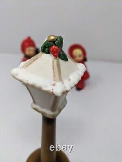 Vintage Josef Originals Ceramic Boy Girl Carolers & Lamp Post Japan Christmas