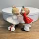 Vintage Josef Originals Christmas Kissing Boy And Girl Under Mistletoe Rare