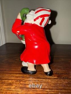 Vintage Josef Originals Christmas Little Boy and Santa on the Phone Figurines