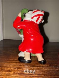 Vintage Josef Originals Christmas Little Boy and Santa on the Phone Figurines