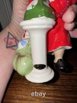 Vintage Josef Originals Christmas Little Boy and Santa on the Phone Figurines