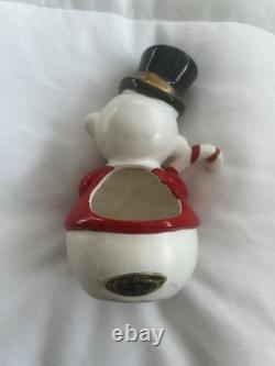 Vintage Josef Originals Snowman Snow man Christmas Shopper Planter Japan