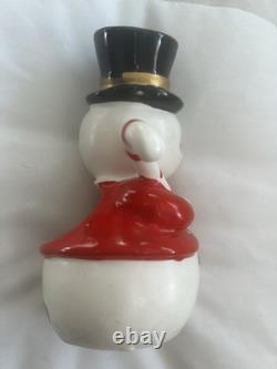 Vintage Josef Originals Snowman Snow man Christmas Shopper Planter Japan