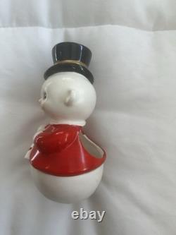 Vintage Josef Originals Snowman Snow man Christmas Shopper Planter Japan
