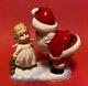 Vintage Lefton Christmas Figurine Santa And Cute Little Girl Angel 7801 Rare