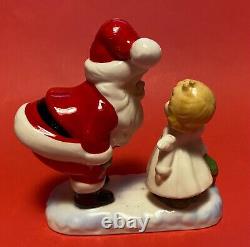 Vintage LEFTON Christmas Figurine Santa and Cute Little Girl Angel 7801 RARE