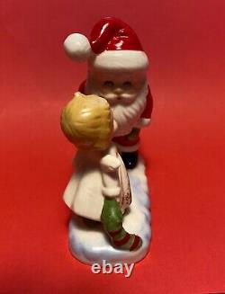 Vintage LEFTON Christmas Figurine Santa and Cute Little Girl Angel 7801 RARE