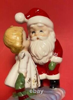 Vintage LEFTON Christmas Figurine Santa and Cute Little Girl Angel 7801 RARE