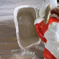 Vintage LEFTON Santa Reindeer Planter Japan Christmas Ceramic Spaghetti Trim