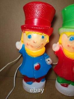 Vintage LOT Of 2 Tiny Tim Empire Blow Molds Tabletop Christmas 13 Red & Blue