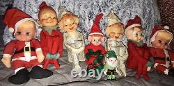 Vintage LOT of 7 Pixie Elves Christmas Knee Huggers Mix Japan Elf On Shelf