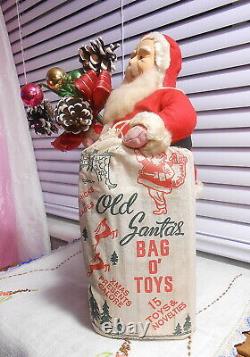 Vintage Large 9 Japan Santa Clay Face, Cotton Bag