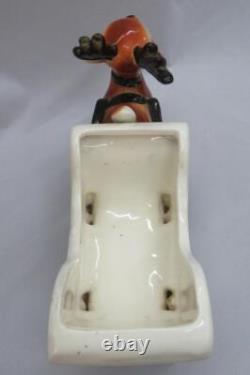 Vintage Lefton Ceramic REINDEER White SLEIGH Planter Candy Container #192 (RARE)