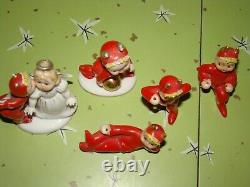 Vintage Lefton China Handpainted Devil Kissing Angel Posing Porcelain Figurines