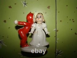 Vintage Lefton China Handpainted Devil Kissing Angel Posing Porcelain Figurines