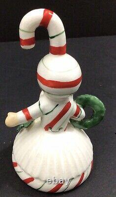 Vintage Lefton Christmas Candy Cane Girl Bells Trio