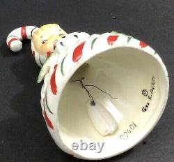 Vintage Lefton Christmas Candy Cane Girl Bells Trio